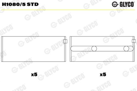 Вкладиші корінні RENAULT STD 1.6D/1.7/1,9D F8M/F3N/F8Q ІЗ ЗАМКОМ Glyco H1080/5 STD