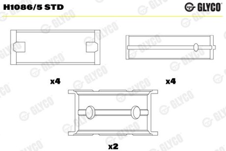 Вкладыши коренные FORD STD 1,6-2,0 16V (выр-во) Glyco H1086/5 STD