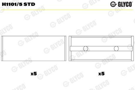 Вкладыши коренные RENAULT HL STD 1,8/2,0/1,9D/TD 98 - без замка (выр-во) Glyco H1101/5 STD