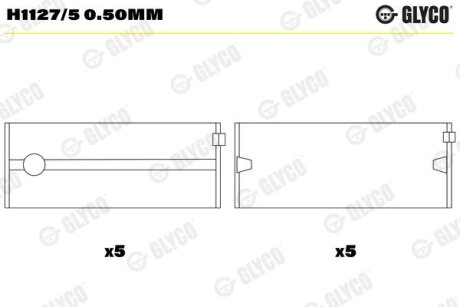 Вкладыши коренные (к-кт) Glyco H1127/5 0.50MM