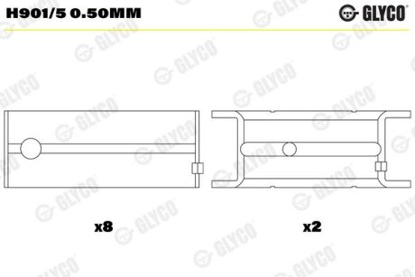 Комплект вкладишів двигуна Glyco H901/5 0.50MM