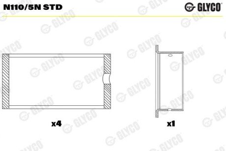 Вкладиші розподільного вала Glyco N110/5N STD