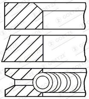 Кільця поршневі (92,5) (потрібні комплекти - 4) GOETZE 08-398307-00