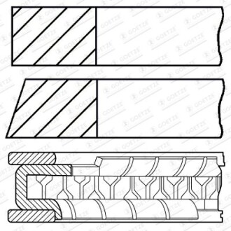 Кільця поршневі DAEWOO 68,50 1,2 x 1,5 x 2,8 mm GOETZE 08-426800-00