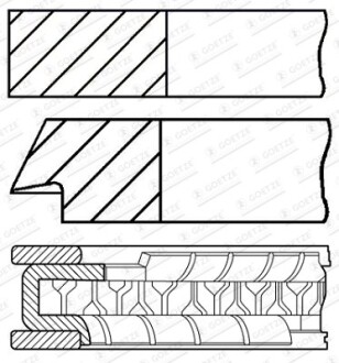 Кільця поршневі (STD) OPEL ASTRA 1.4 10-20, INSIGNIA 1.4 11-17 CHEVROLET CRUZE 1.4 12- GOETZE 08-437400-00 (фото 1)