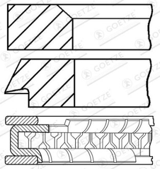 Кільця поршневі FORD 74,50 1,3 OHV 92- GOETZE 08-785007-00