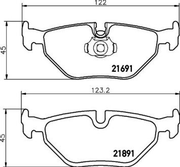 Тормозные колодки дисковые зад. Bmw E39 520-535 96- HELLA 8DB 355 007-981