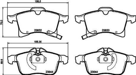 Тормозные колодки дисковые перед. Opel Astra H/Meriva 03- HELLA 8DB 355 009-221