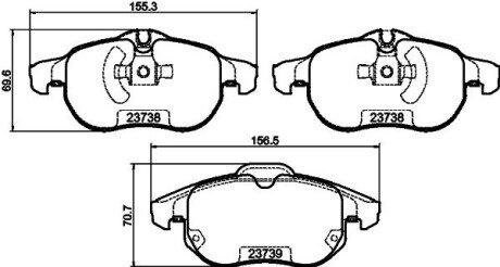 Гальмівні колодки дискові перед. Opel Signum/Vectra C 1.8/1.9Cdti HELLA 8DB 355 009-311