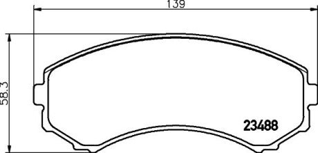 Гальмівні колодки дискові перед. Mazda Mpv I Mitsubishi Grandis, Pajero 2.0D-4.5 12.90- HELLA 8DB 355 009-461 (фото 1)