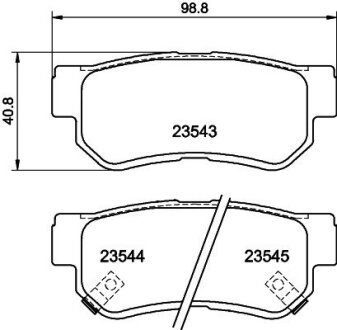 Гальмівні колодки зад. SANTA/SONATA/TUCSON/SPORTAGE 1.4-3.5 98- HELLA 8DB355009-971 (фото 1)