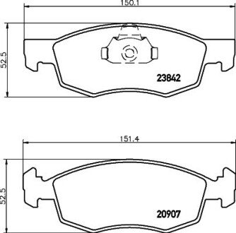 Тормозные колодки дисковые перед. Fiat Doblo 1,2-1,9JTD 01- HELLA 8DB 355 010-321