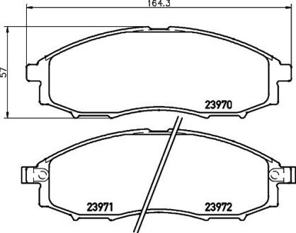 Тормозные колодки пер. Navara/NP300/Pick UP 98- 2.4-3.2 HELLA 8DB355010-671