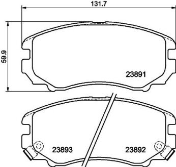 Тормозные колодки дисковые перед. Hynday Tucson 01-/Sonata 04-/Elantra 06-11 HELLA 8DB 355 010-991