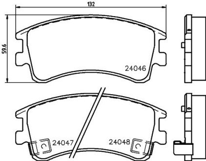 Гальмівнi колодки дискові перед. Mazda 6 2.0/2.0D/2.3 02-07 HELLA 8DB 355 011-141