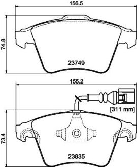 Тормозные колодки дисковые перед. VW Touareg 02- HELLA 8DB 355 011-621