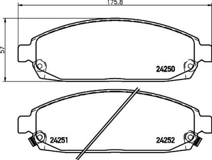 Гальмiвнi колодки дискові перед. Jeep Commander, Grand Cherokee III 3.0Crd-5.7 06.05-12.10 HELLA 8DB 355 012-101