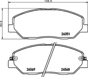 Гальмівні колодки дискові перед. Hyundai Santa Fe 2.2CRDI/2.7 V6 GLS 06- HELLA 8DB 355 012-371