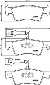 Колодки тормозов. VW Touareg 2.5/Porsche Cayenne 3.2 зад. 02- HELLA 8DB 355 012-441