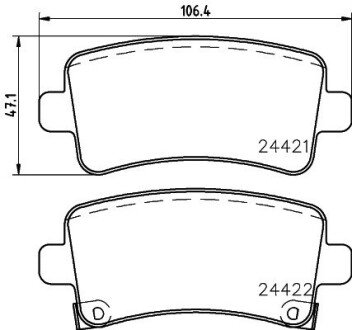 Гальмівні колодки дискові зад. Opel Insignia 08-/Saab 9-5 10- HELLA 8DB 355 012-991 (фото 1)