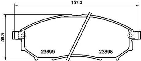 Тормозные колодки дисковые перед. Nissan Murano 02-/Pathfinder 2.5 dCi 05-/Renault Koleos 2.0 dCi 08- HELLA 8DB 355 013-141