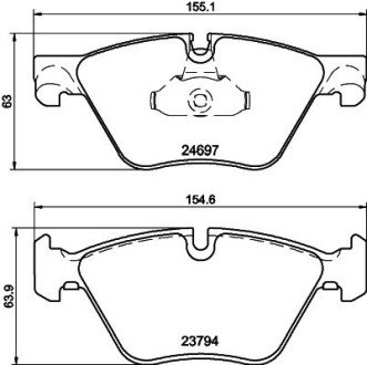 Тормозные колодки перед. BMW 5 (F10, F11, F18) 2.0/3.0 10- HELLA 8DB 355 014-351 (фото 1)