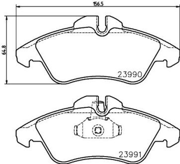 Тормозные колодки дисковые перед. DB Sprinter 208D/Sprinter 208E/Sprinter 210D/Sprinter/VW LT 95- HELLA 8DB 355 014-481