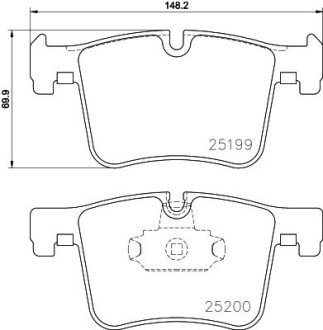 Гальмівні колодки дискові перед. BMW 5 (F10), 5 Touring (F11), X3 (F25), Z4 (E89) 09 - HELLA 8DB 355 015-781