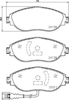 Гальмівні колодки дискові перед. VW Sharan 2010- / Passat 2010- / Octavia 2010- / Audi a3 HELLA 8DB 355 015-921