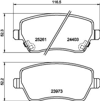 Гальмівні колодки дискові перед. Nissan Micra IV, Note 1.2/1.5 D 05.10- HELLA 8DB 355 015-981