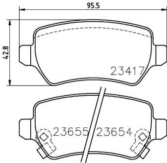 Гальмівнi колодки дисковi зад. Opel Astra G 98-, Meriva 03- HELLA 8DB 355 018-781