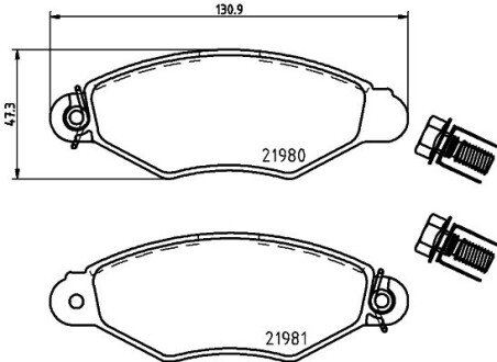 Тормозные колодки дисковые перед. PSA 206/306/Xsara/Renault Kangoo 05.93- HELLA 8DB 355 019-311