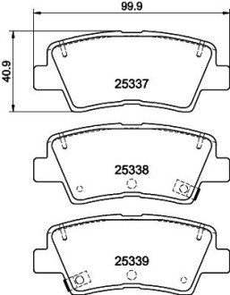 Тормозные колодки дисковые зад. Hyundai I30/Sonata 2.0 CRDi 06-/Kia Carens 13-/Ceed 12-/Ssangyong New Actyon/Korando 10- HELLA 8DB 355 019-981