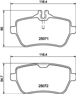 Гальмівні колодки зад. MB (C217), S (W222, V222, X222), SL (R231) 2.1DH-4.7 01.12- HELLA 8DB 355 020-471