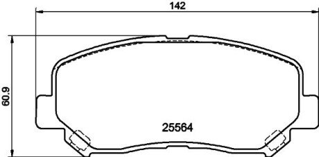 Тормозные колодки дисковые перед. Mazda Cx-5 2.0/2.2D/2.5 11.11- HELLA 8DB 355 020-511