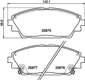 Тормозные колодки дисковые перед. Mazda 3 1.5/2.0/2.2D 09.13- HELLA 8DB 355 021-421