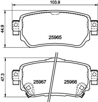 Тормозные колодки дисковые зад. Nissan Qashqai II Renault Kadjar 1.2-1.6D 11.13- HELLA 8DB 355 021-491