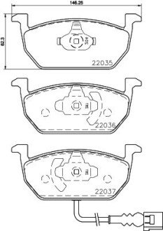 Колодки гальмівнi перед. Audi A3 Seat Leon, Leon Sc, Leon St Skoda Octavia Vw Golf Alltrack, Golf Sportsvan, Golf Vii 1.0-2.0D 08.12- HELLA 8DB 355 021-951