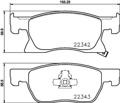 Гальмівнi колодки дисковi перед. Opel Astra K 1.0-1.6D 06.15- HELLA 8DB 355 024-771