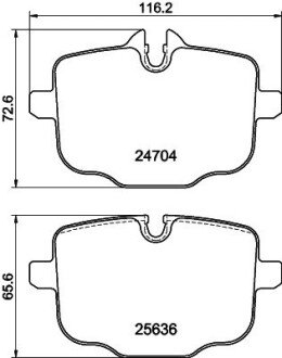 Колодки тормозные Дисковые Комплект; задн. HELLA 8DB355024921