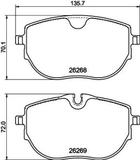 Гальмівні колодки перед. VW Transporter T6 2.0/2.0D/Electric 04.15- HELLA 8DB 355 040-921