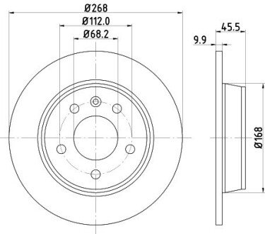 Диск тормозной VW Sharan 95- задний. HELLA 8DD 355 104-501