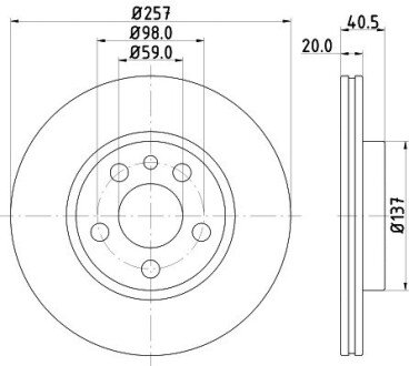 Диск тормозной перед. Fiat Scudo 96- HELLA 8DD 355 105-621