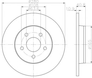 Диск тормозной зад.Volvo C30, C70 Ii, S40 Ii, V40, V50 Ford C-Max, Focus C-Max, Focus Ii 1.5-2.5 10.03- HELLA 8DD 355 111-401