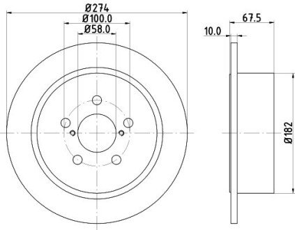 Диск тормозной зад. Subaru Legacy 02/08- HELLA 8DD 355 114-641