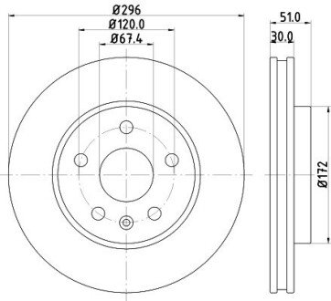 Гальмівний диск передній Ø 296mm Opel Insignia 1.6/1.8/2.0 08- HELLA 8DD 355 116-031