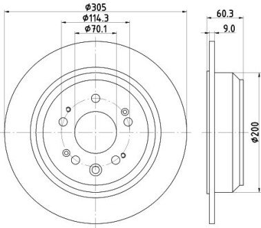 Диск тормозной задний Honda Accord IX, Accord VIII 2.0/2.2D/2.4 06.08- HELLA 8DD 355 116-111