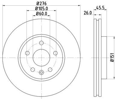 Диск тормозной перед. Opel Astra J 1.4 09- HELLA 8DD 355 116-351