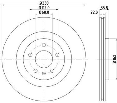 Гальмівний диск зад. A4/A5/A6/A7/Q5/Macan 07- 1.8-3.2 (PRO) 330mm HELLA 8DD355118021