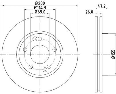 Диск гальмівний з покриттям PRO; передн. HELLA 8DD355118151